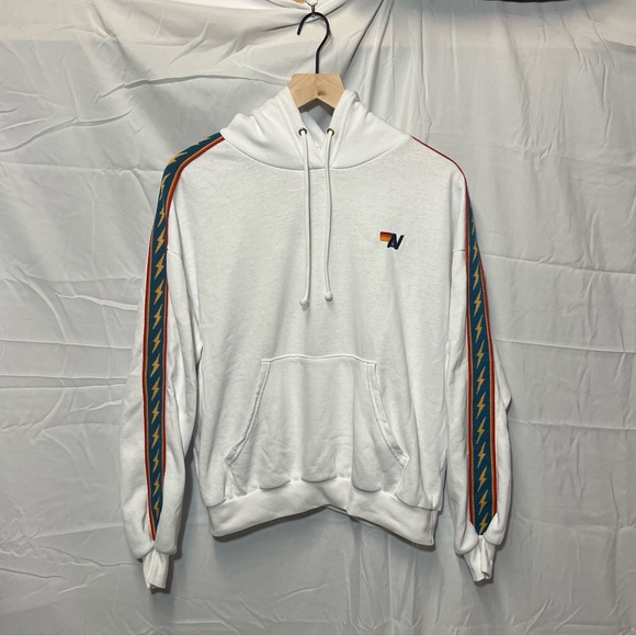 Aviator Nation Bolt Stripe White Hoodie - Picture 2 of 7